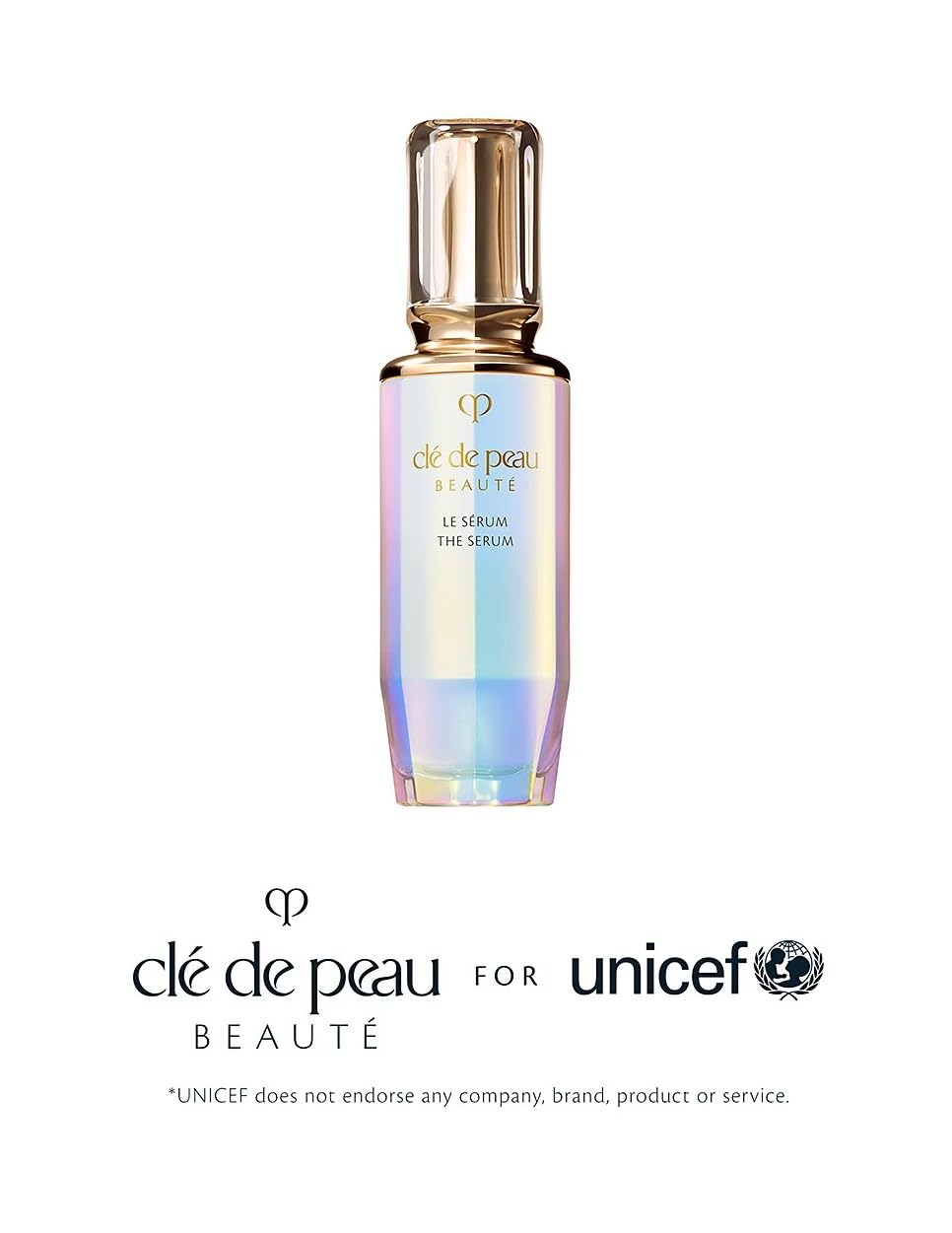 Clé de Peau Beauté The Serum bottle close-up highlighting elegant design.