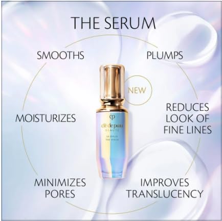 Elegant glass packaging of Cle de Peau serum on display