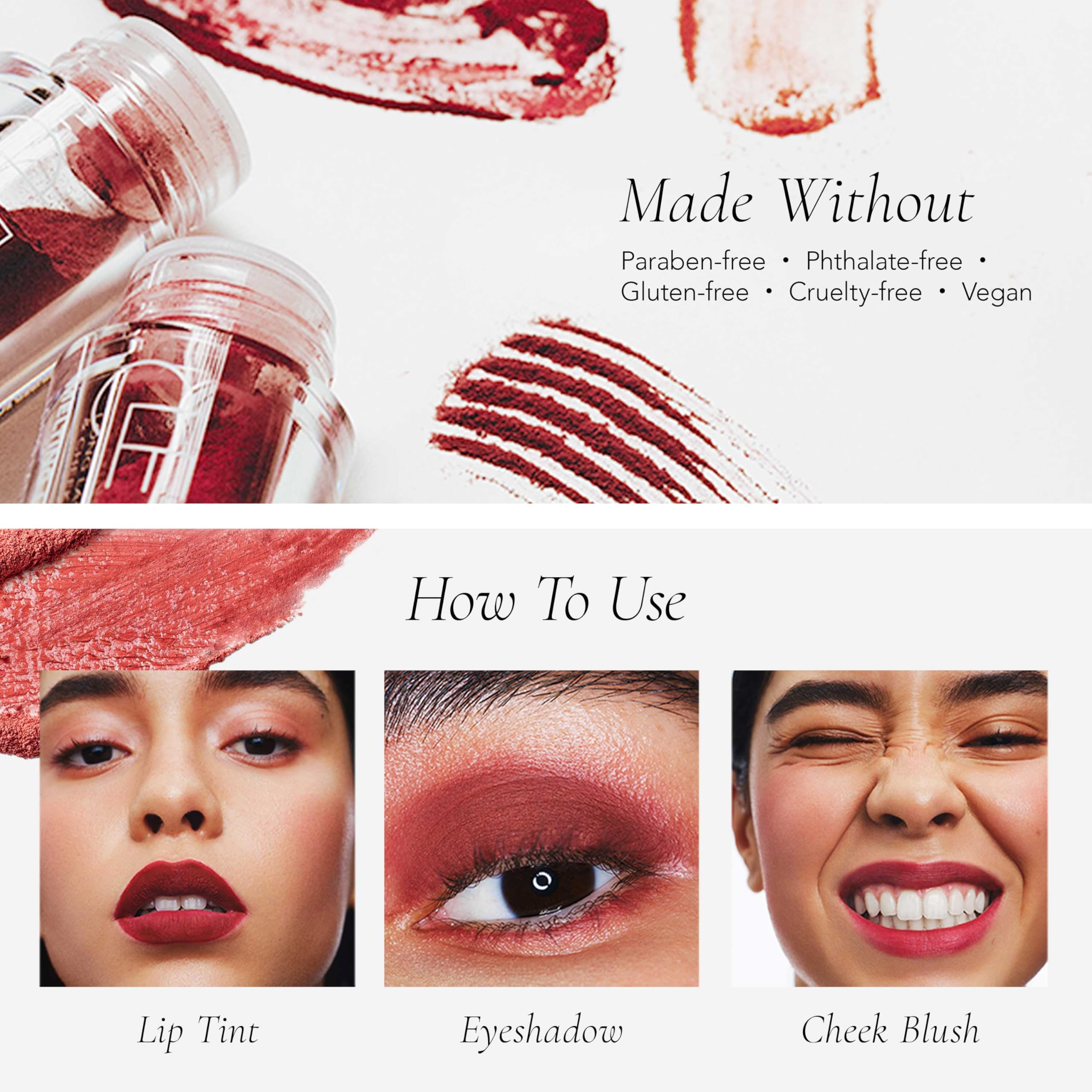 CLE Lip Powder Tint applied on lips for a clean, even look