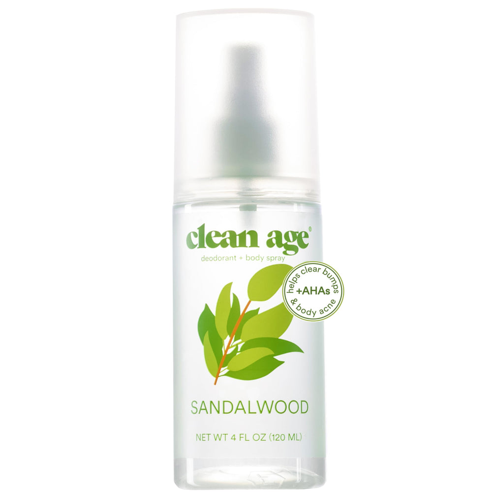 Clean Age sandalwood teen deodorant bottle for daily freshness and odor control