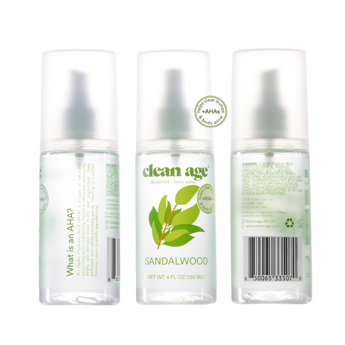 Clean Age vegan, paraben-free label on packaging