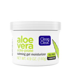 Clean & Clear Aloe Vera Calming Gel moisturizer bottle front showing sensitive-skin friendly formula.