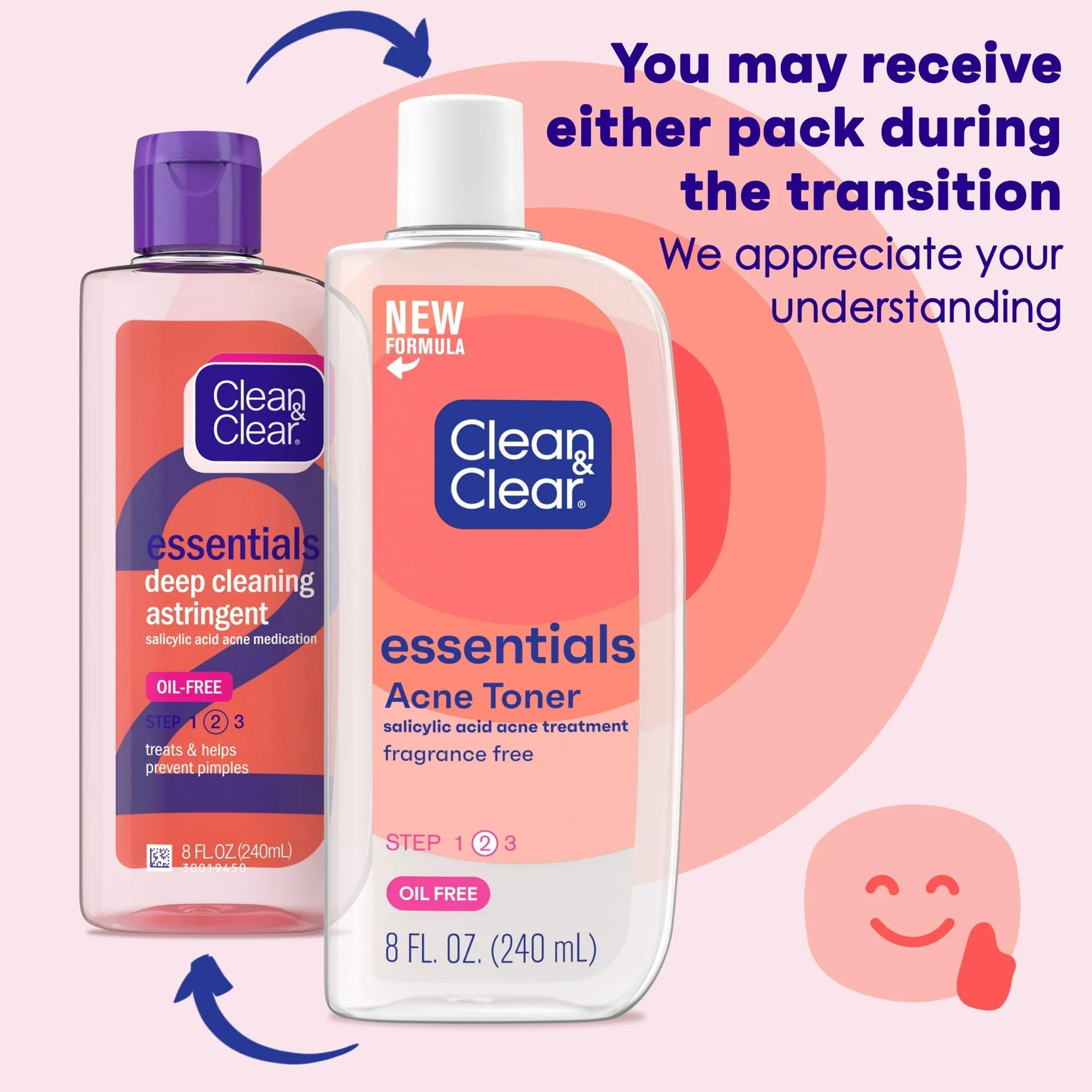 Hands applying Clean & Clear astringent to skin to reduce shine