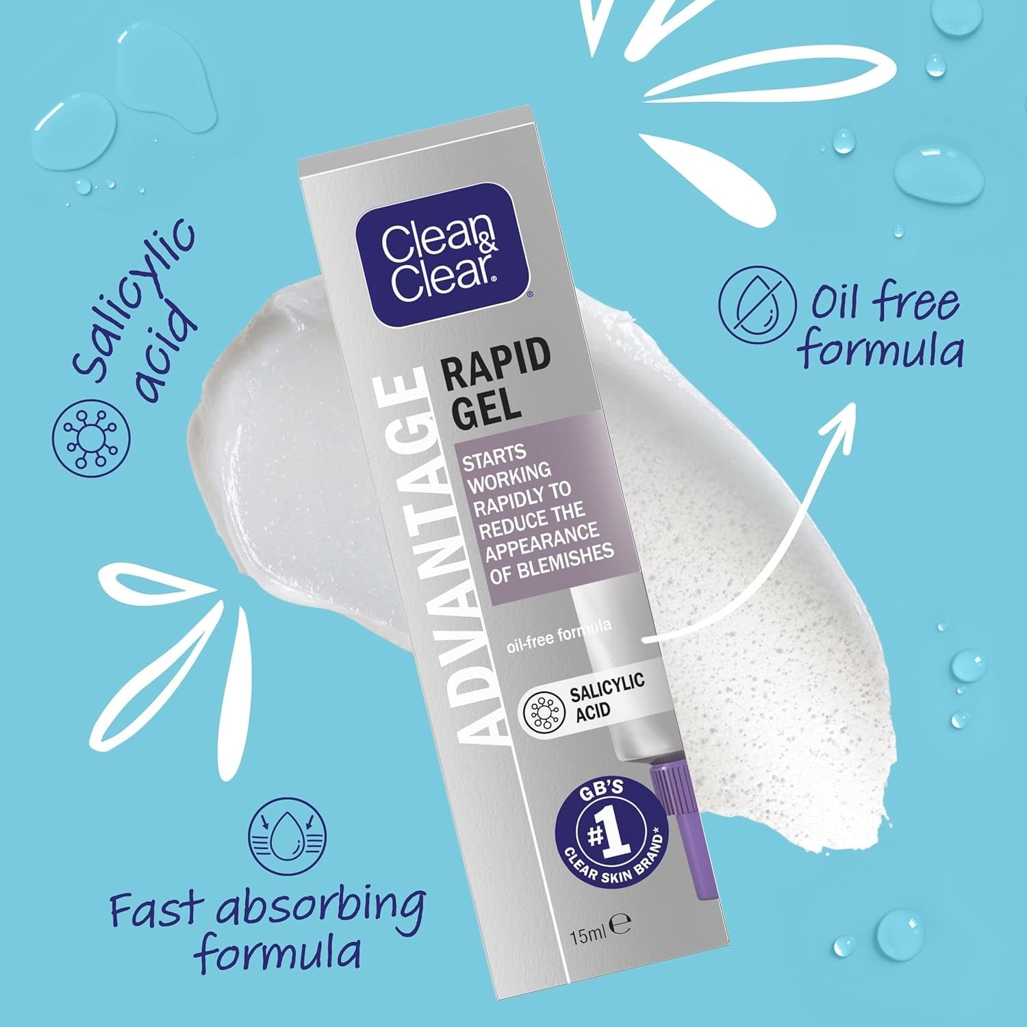 Clean & Clear Advantage dab on skin shows targeted spot care.