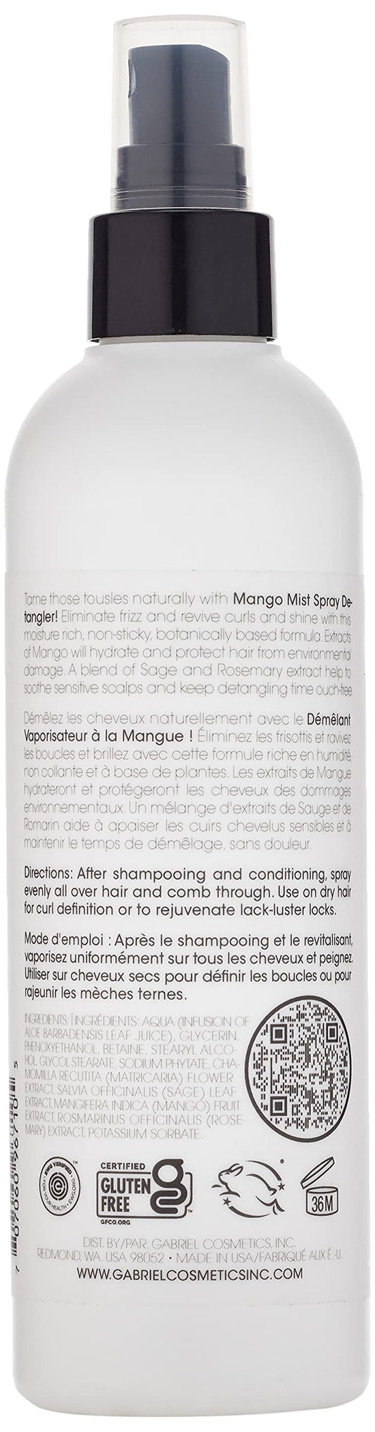 Close-up of Clean Kids Naturally Mango Mist with mango and rosemary highlights nourishing, non-sticky detangler for kids