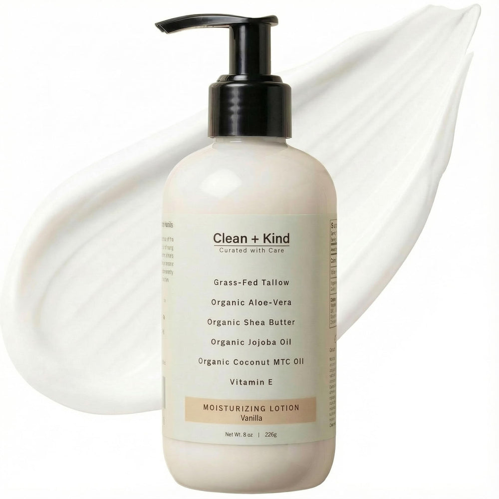 Clean and Kind Daily Moisturizing Lotion jar closeup showing rich hydration.