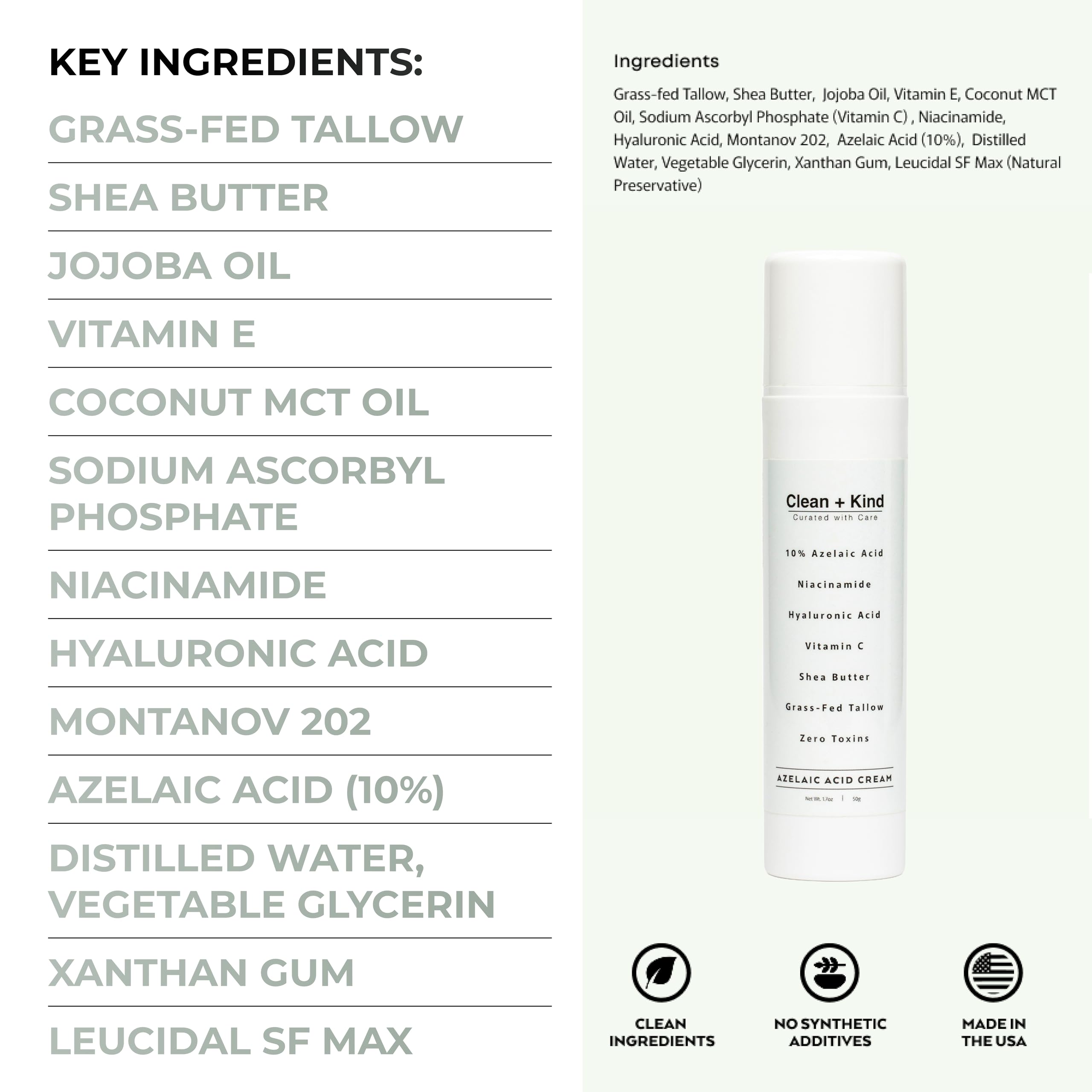 Subtle natural glow after using Clean + Kind Azelaic Cream.