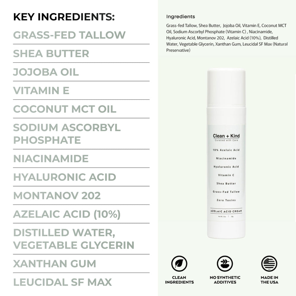 Subtle natural glow after using Clean + Kind Azelaic Cream.