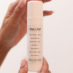 Hydration layer from Clean + Kind Hyaluronic Acid locks in moisture.