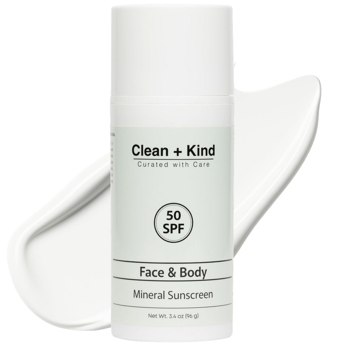 Clean + Kind Tallow Sunscreen jar close-up showing mineral SPF protection for all skin types.