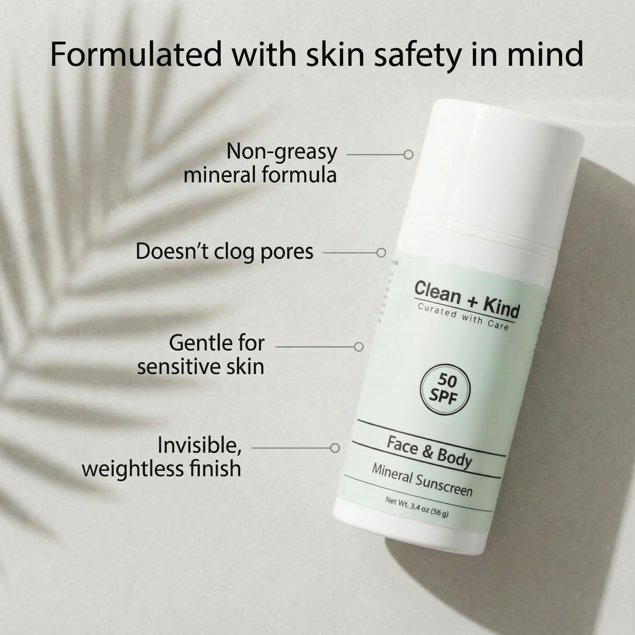 Creamy texture swirl highlights moisturizing properties for sensitive skin.