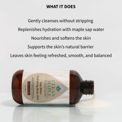 Clean Maple Sap Water Hydrating Body Wash creamy lather provides gentle cleansing without stripping skin.