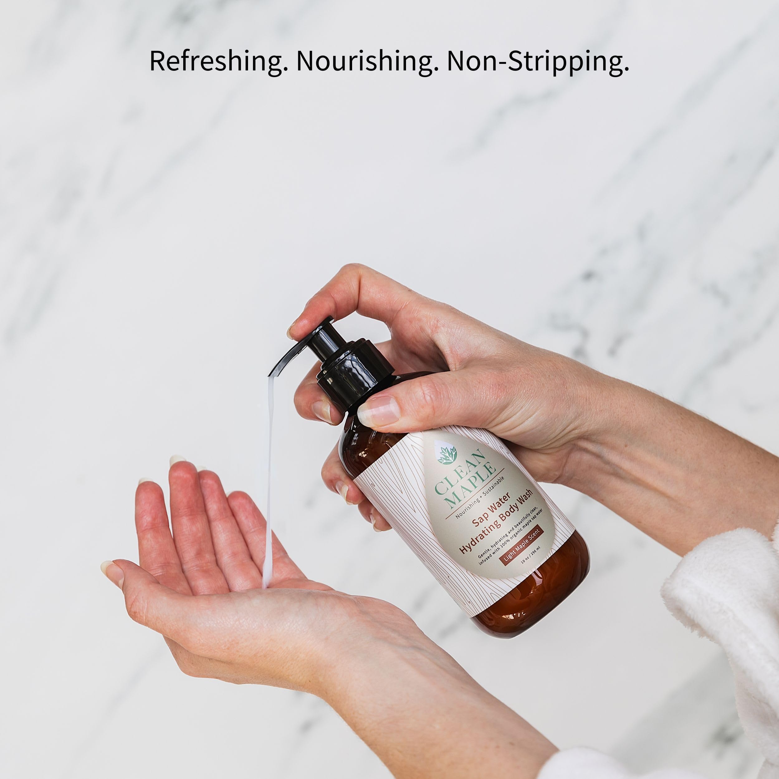 Clean Maple Sap Water Hydrating Body Wash enriched with organic shea butter for deep-soft nourishment.