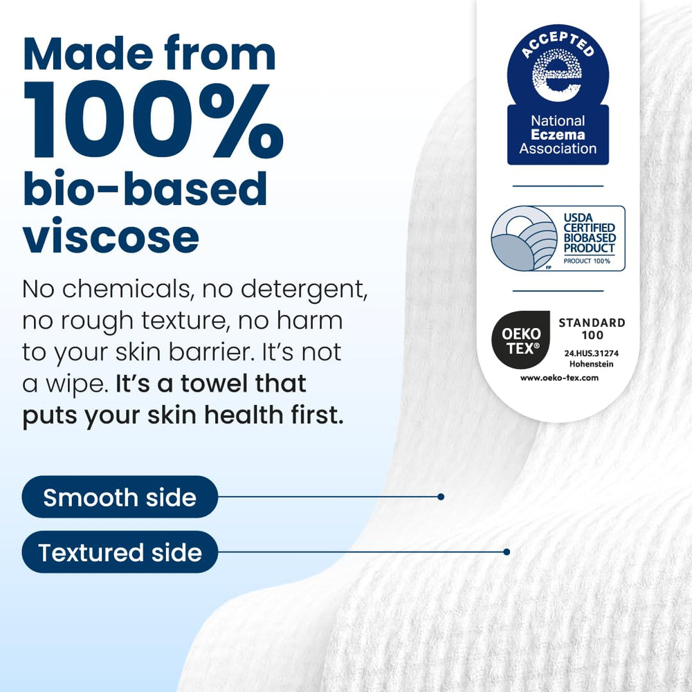 Clean Skin Club Biobased Cellulose Towels made from USDA bio-based fiber for daily use