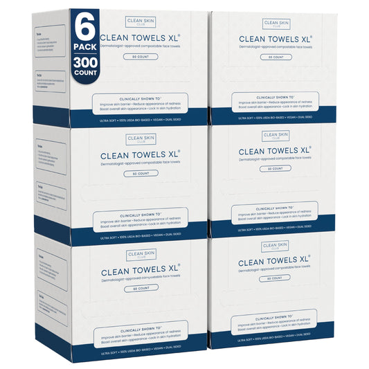 Clean Skin Club Clean Towels XL six-pack for hygienic facial drying after cleansing