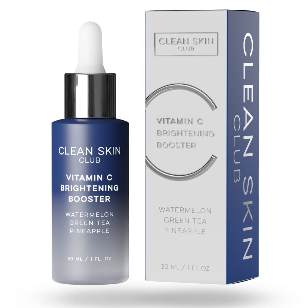 CLEAN SKIN CLUB Vitamin C Serum bottle showing brightening formula for radiant skin.