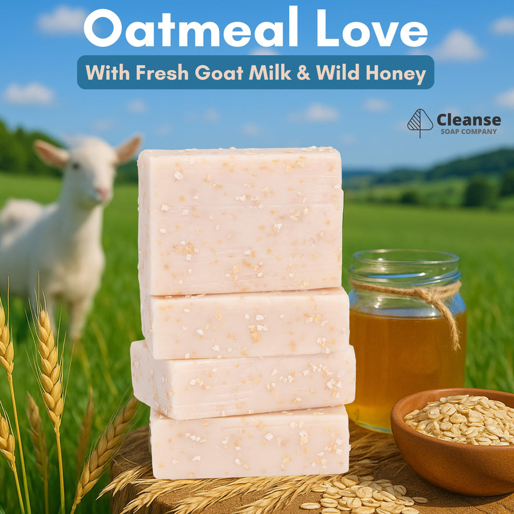 Cleanse Soap Company unscented oatmeal bar on shelf suitable for sensitive skin