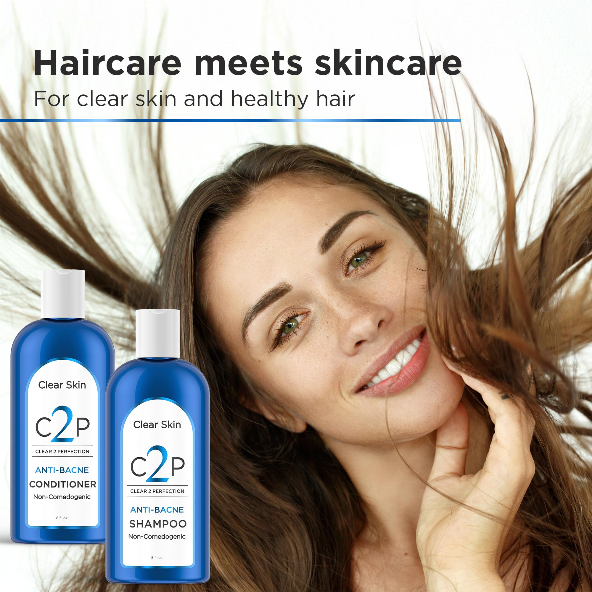 Clear 2 Perfection shampoo lather on scalp highlights non-comedogenic formula