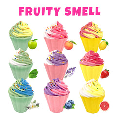 Clear and Fresh cupcake bath bombs float and foam to brighten bath time.