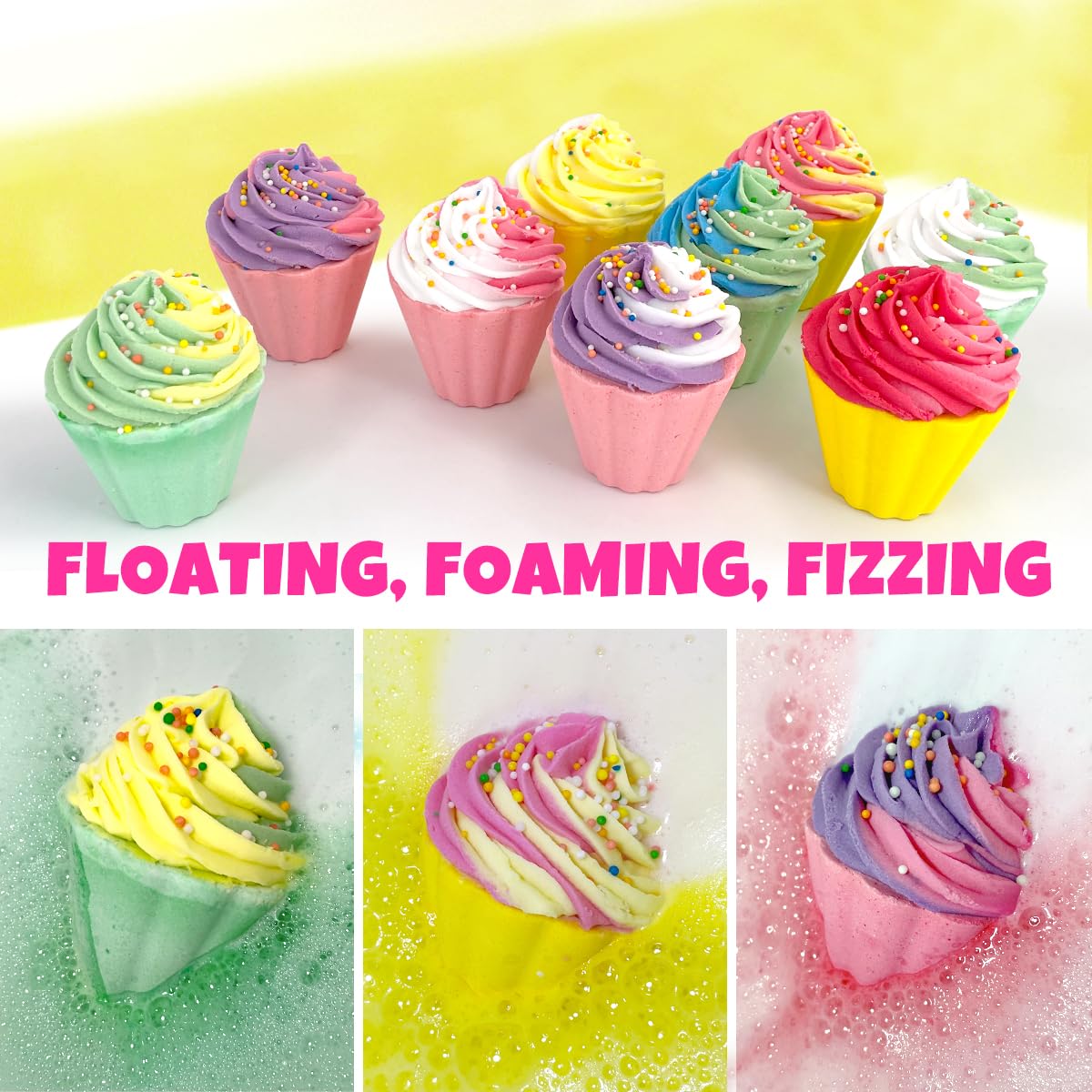 Clear and Fresh cupcake bath bombs hide jewelry inside for a playful surprise.