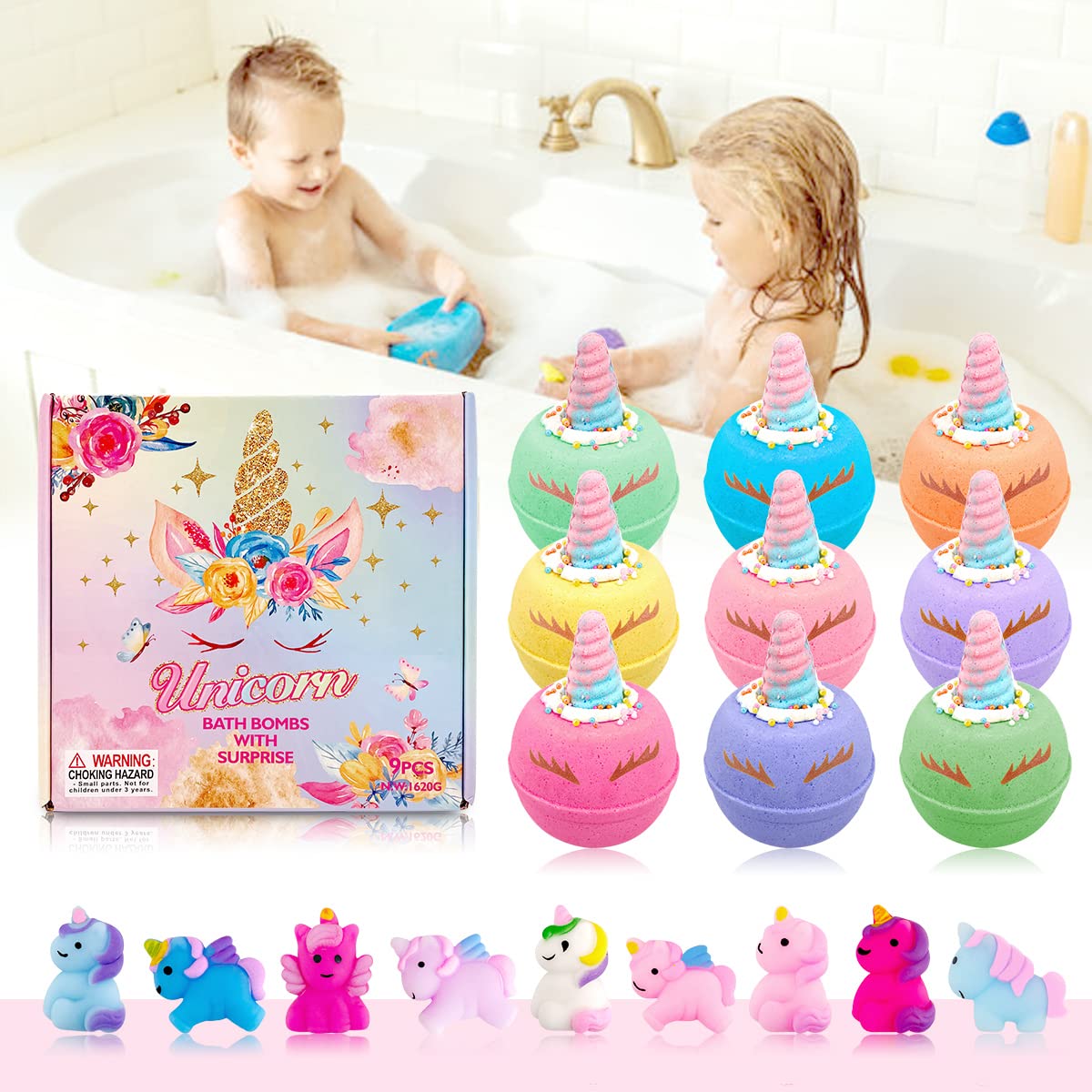 Clear and Fresh unicorn bath bombs create colorful, bubbly sensory experiences.