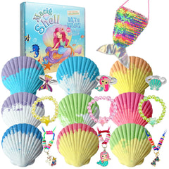 Clear and Fresh magic shell bath bomb exterior bursts with vibrant colors for a mermaid bath