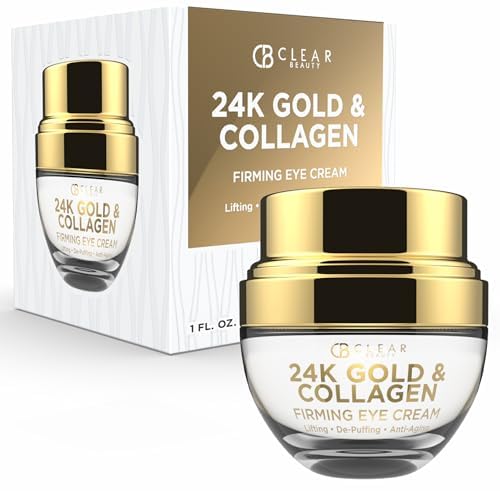 Clear Beauty 24k Gold Under Eye Cream tube highlighting premium packaging and eye-area care