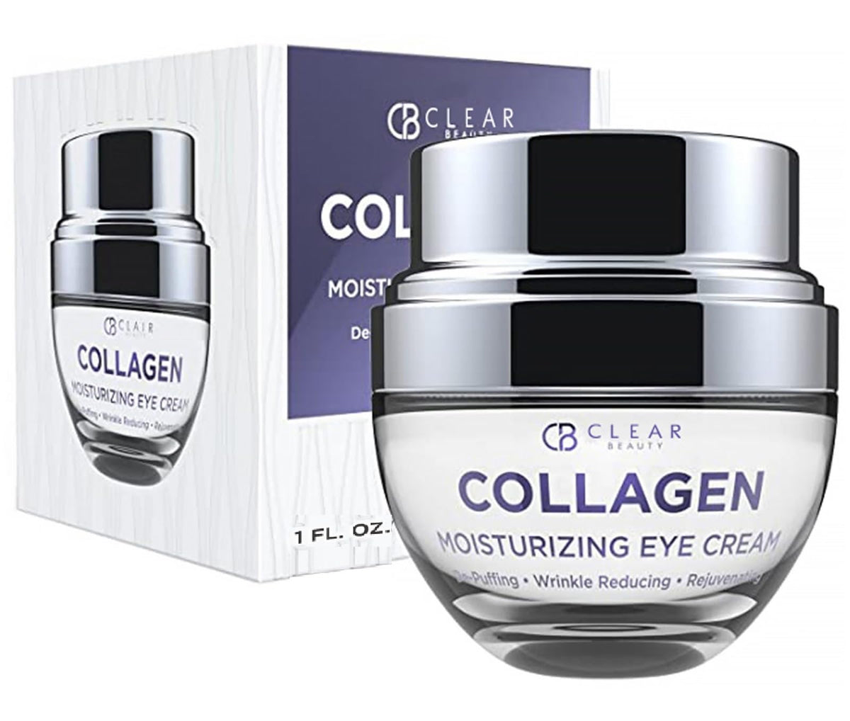Clear Beauty Collagen Eye Cream jar close-up showing rich texture for hydration