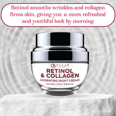 Clear Beauty collagen retinol complex swirl demonstrates texture and luxurious application.