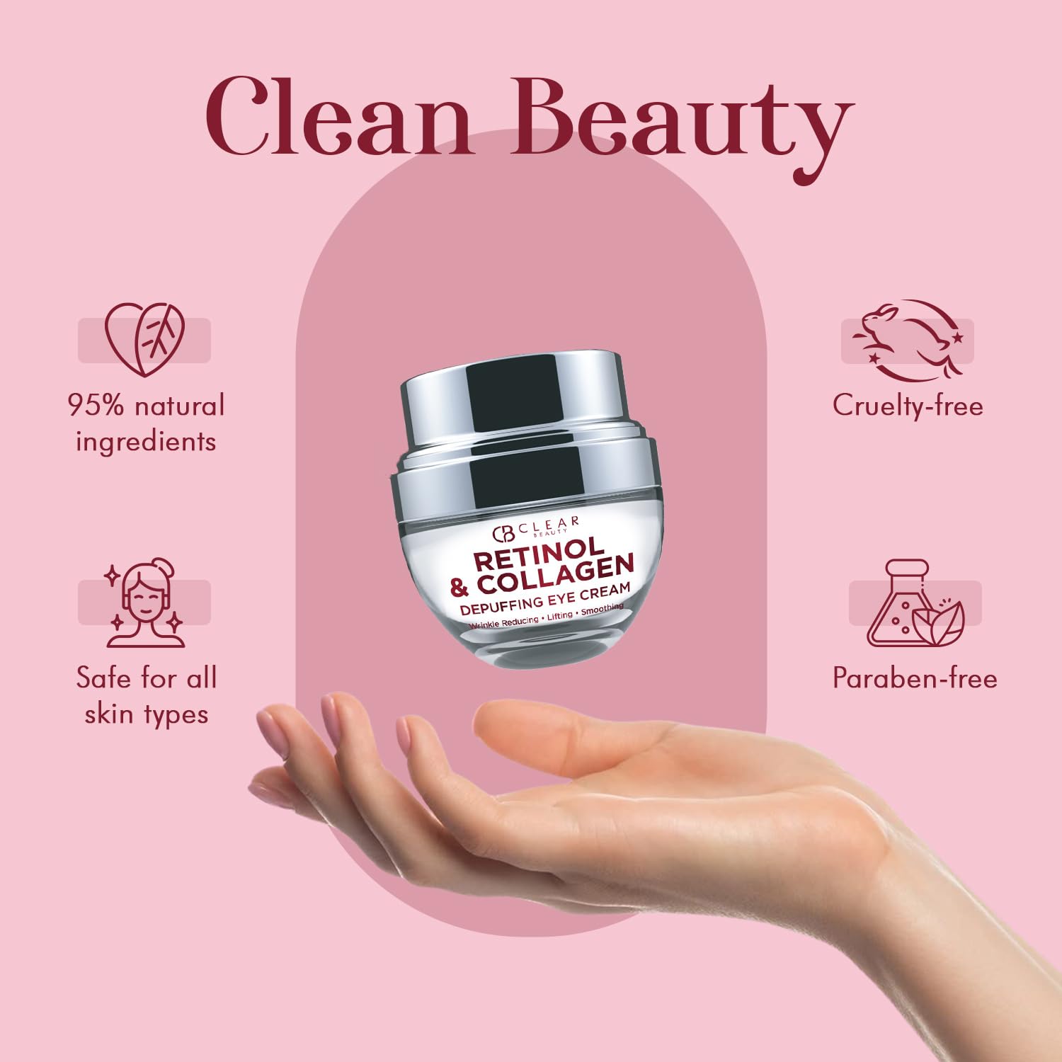 Clear Beauty Retinol Eye Cream packaging box front.