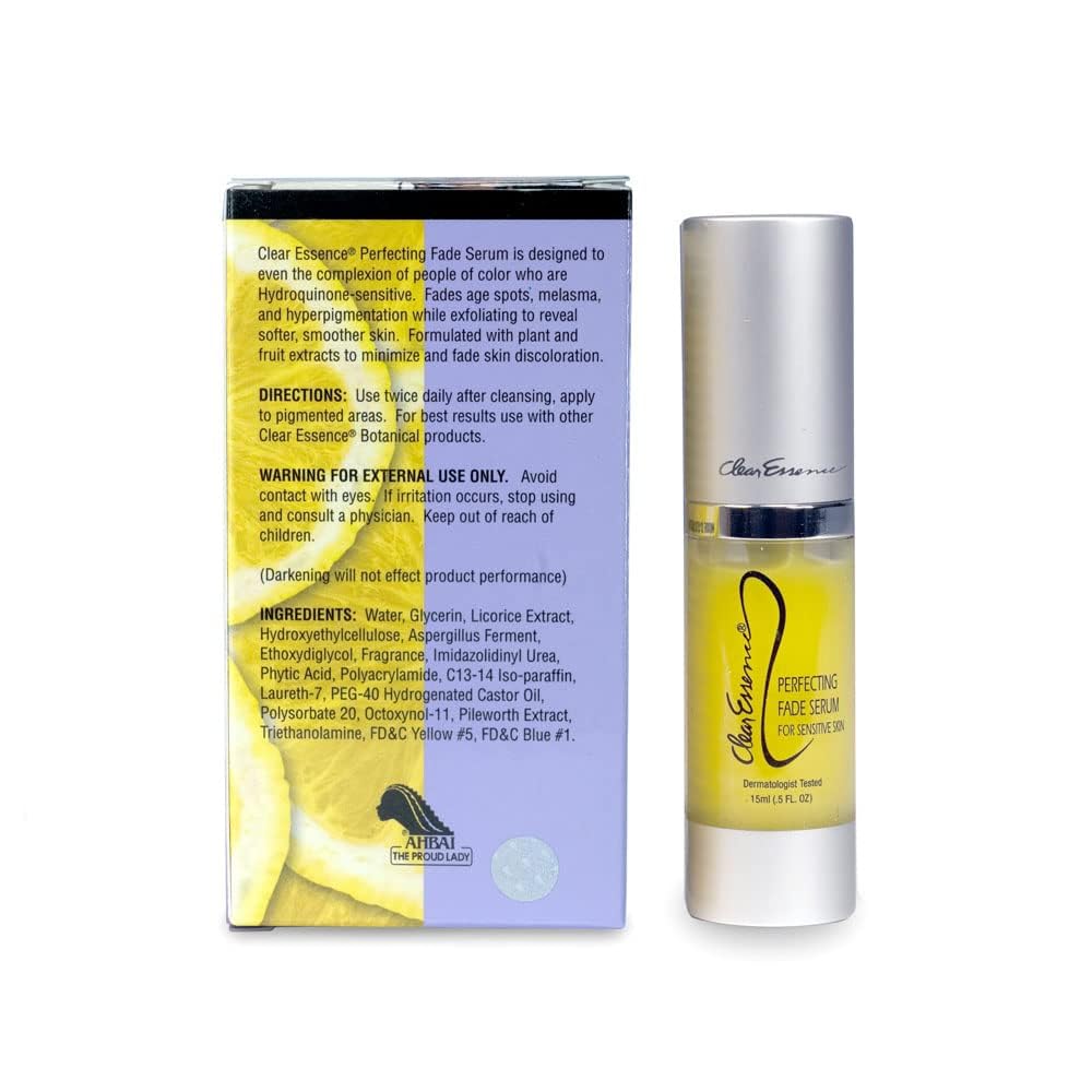 Clear Essence Lemon Plus Serum near sun imagery hints gradual brightening