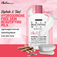 Close-up of Clear Essence milk-based texture shows smooth absorption.
