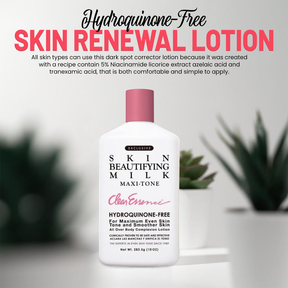 Pump dispenser of Clear Essence Maxi-Tone lotion ready for daily use.
