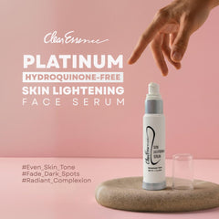 Clear Essence Vitamin C serum pump in use, easy daily brightening application