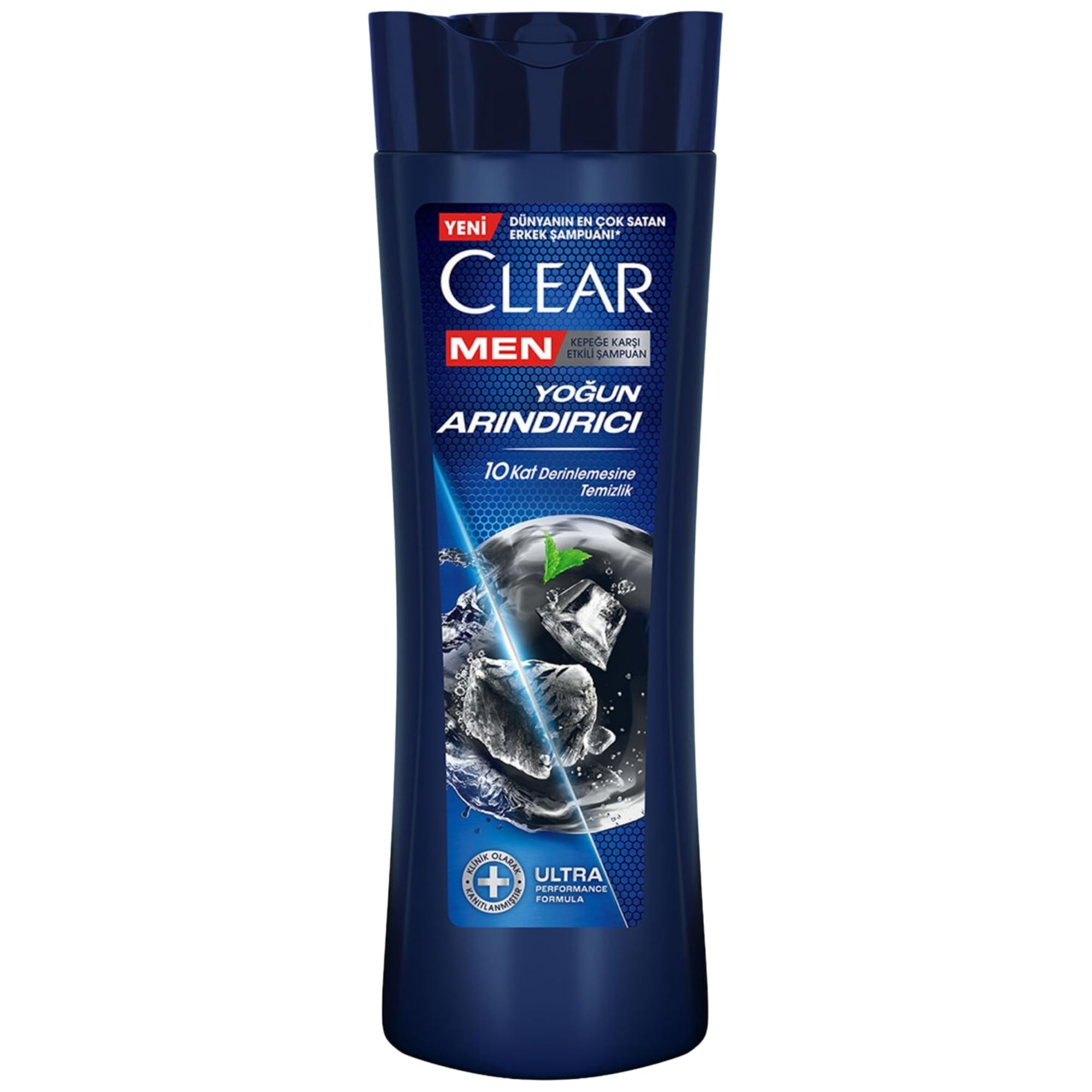 Clear Men Deep Cleansing Shampoo bottle front with charcoal and mint for deep scalp cleansing.