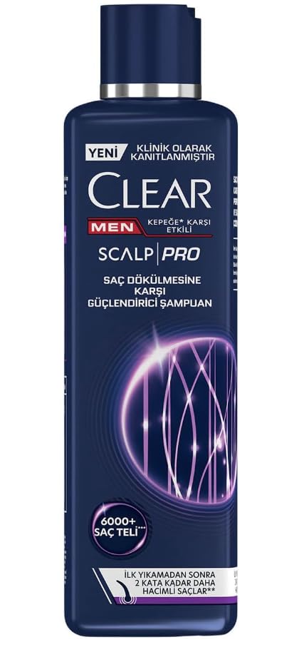 Clear Men Scalp Pro shampoo bottle front view for daily anti-hair loss care.