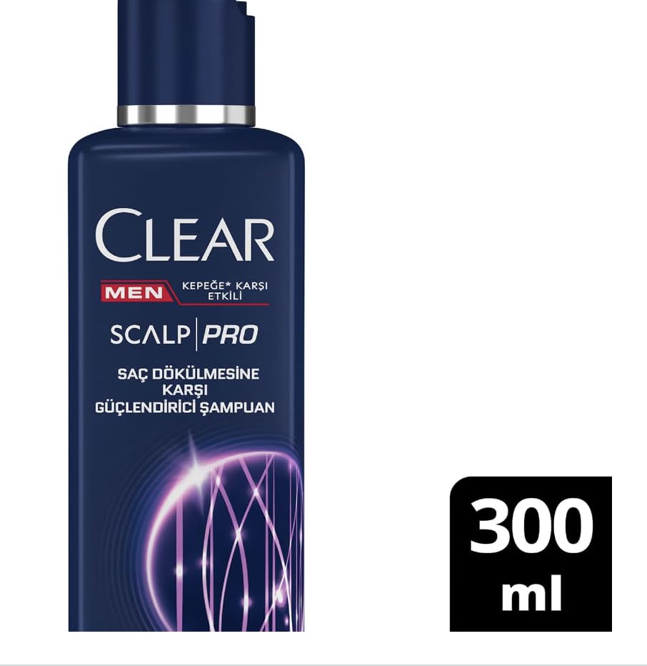 Clear Men Scalp Pro label close-up highlighting the formula for scalp support.
