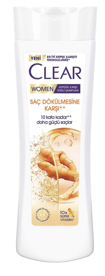 Clear Women anti-hair fall shampoo bottle with ginger extract for dandruff control and fuller look