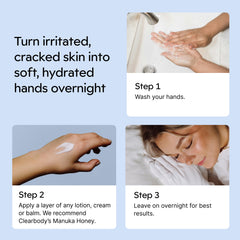 Lifestyle shot of Clearbody Organics gloves used as liner under sleepwear