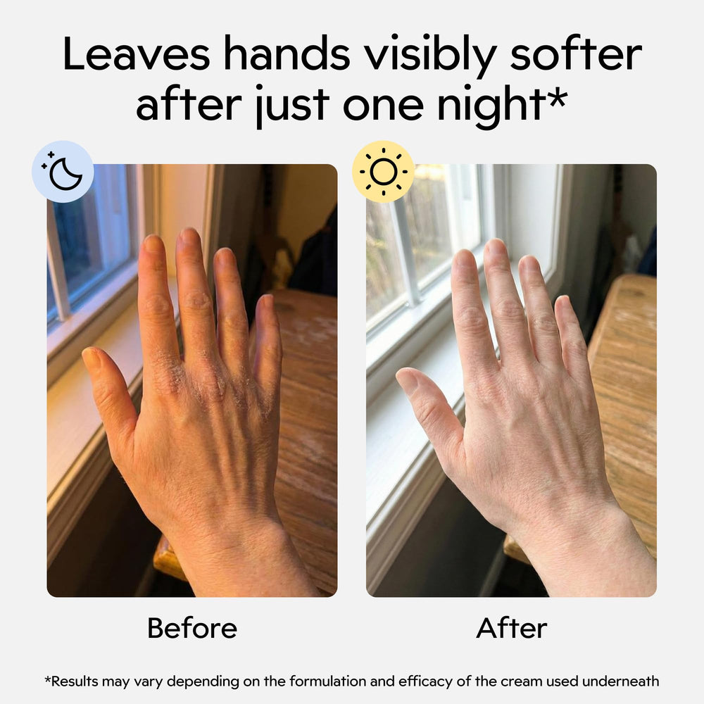 Clearbody Organics sleeping gloves shown on hands for overnight moisture management