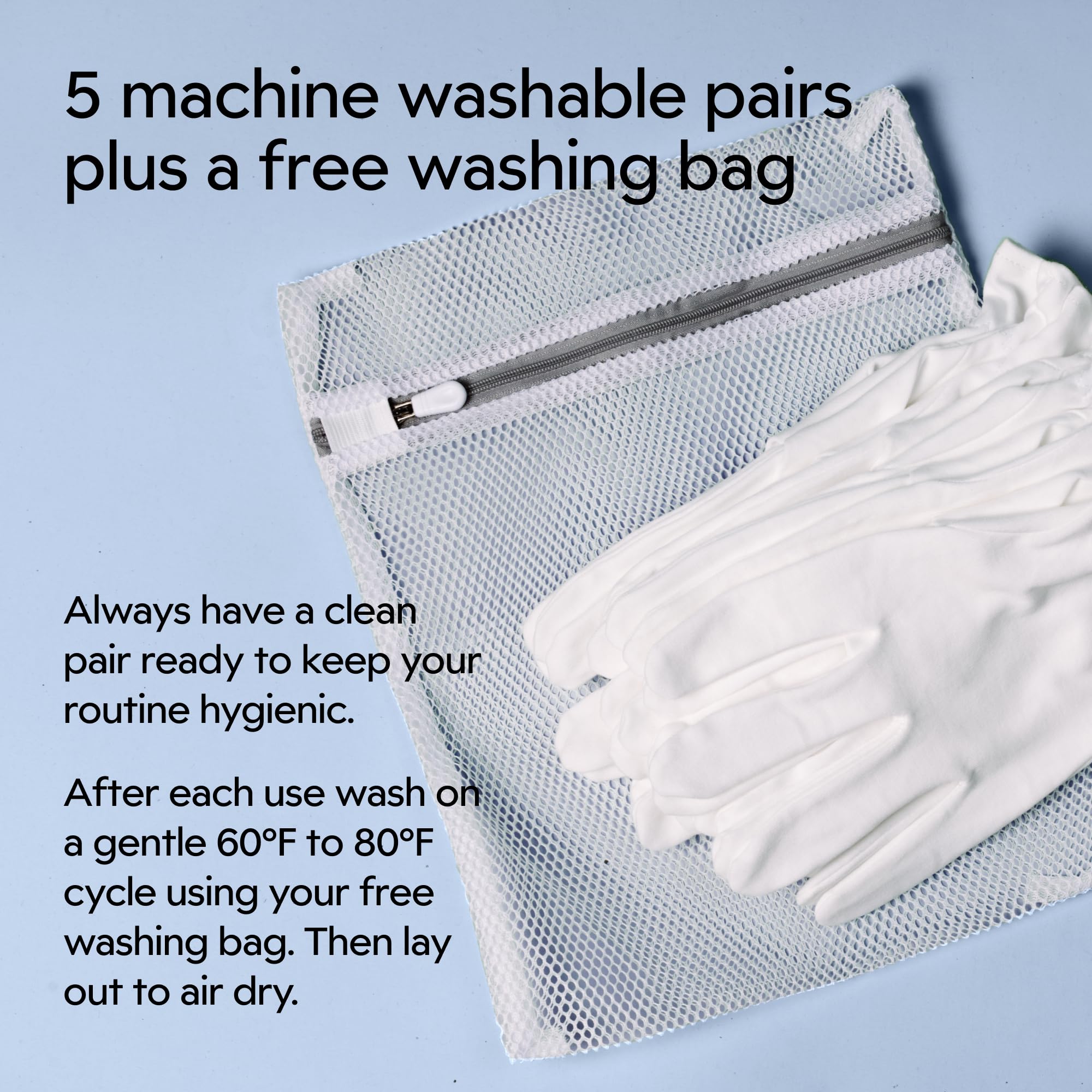 White cotton gloves by Clearbody Organics ideal for sleep and routine skincare.