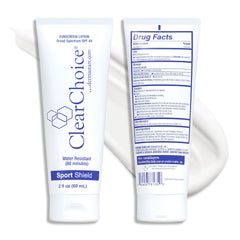 ClearChoice Sport Shield SPF 45 bottle showing lightweight mineral protection.