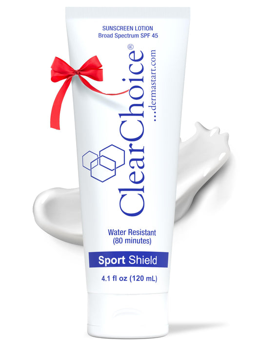 ClearChoice Sunscreen bottle close-up showing SPF 45 protection for daily outdoor use