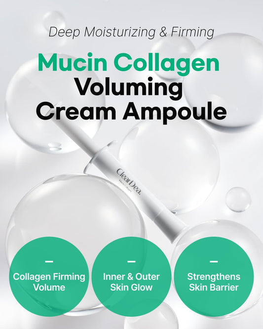 ClearDea dual collagen mucin care highlights seven collagen types for firmness.