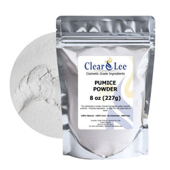 ClearLee cosmetic grade pumice packaging bag closeup shows eco-friendly recyclable packaging for home exfoliation.