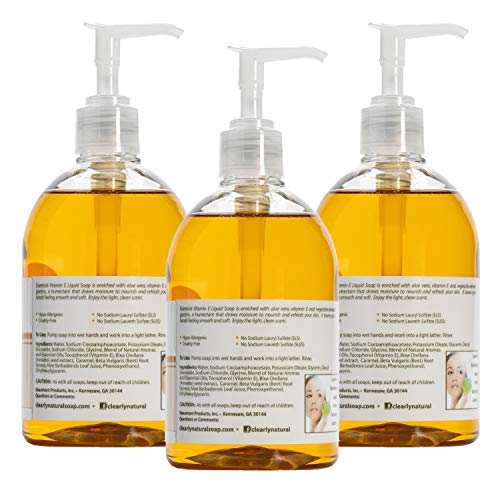 Clearly Natural Essentials glycerin hand soap pump bottles with aloe vera and vitamin E