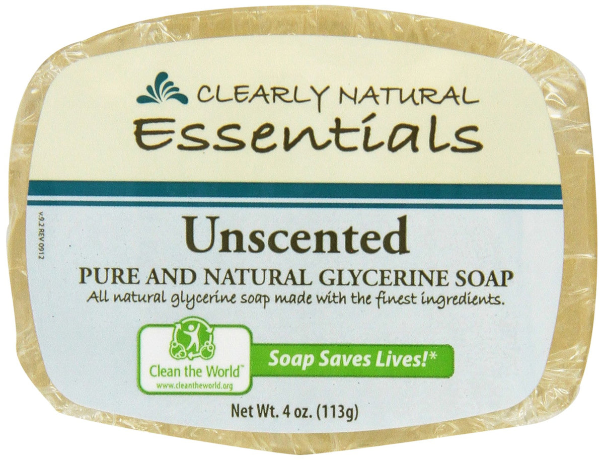 Clearly Natural glycerine bar soap unscented 4 oz pack - gentle cleansing for sensitive skin