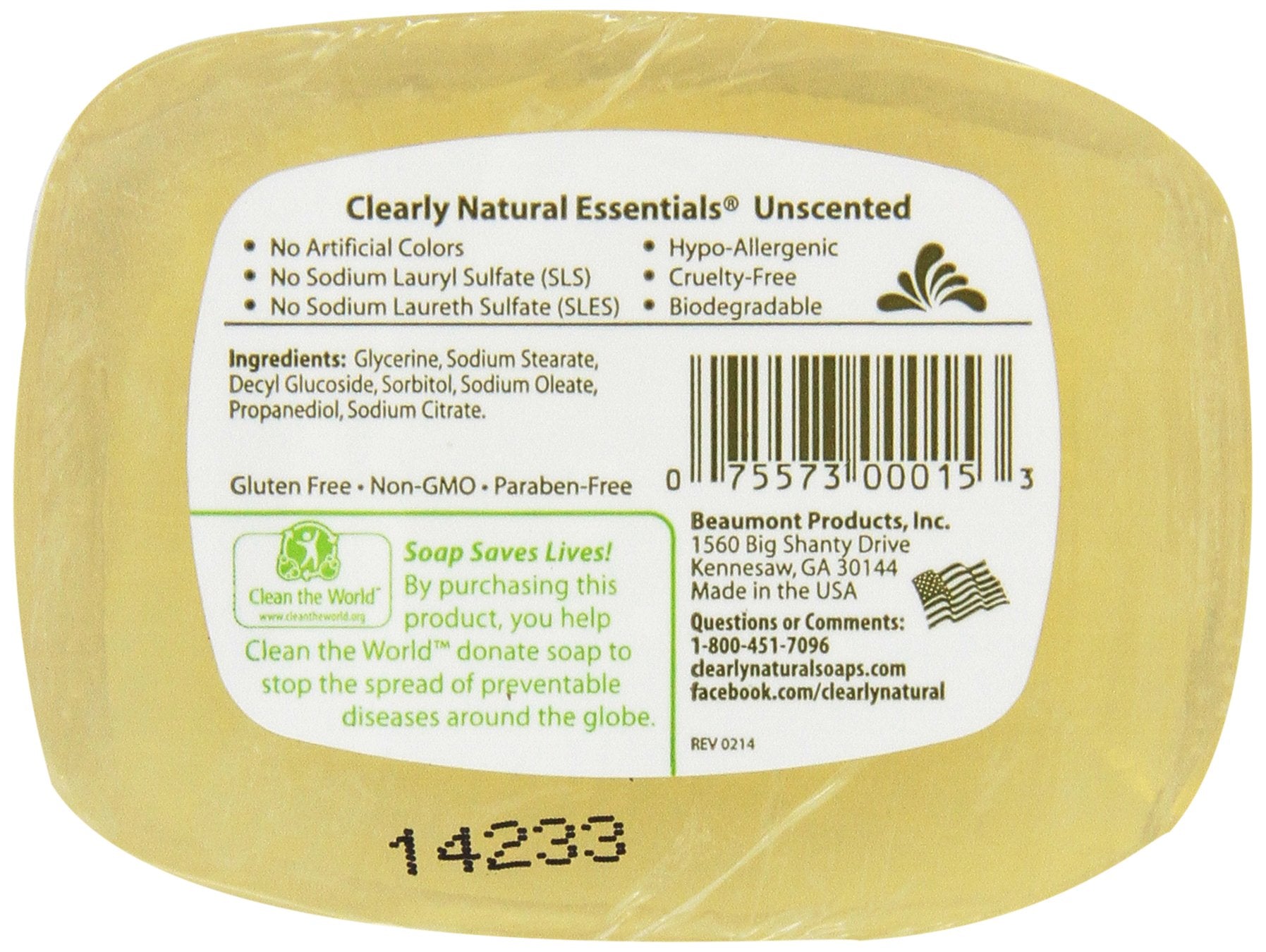 Clearly Natural glycerine bar soap in use, moisturizing while cleansing