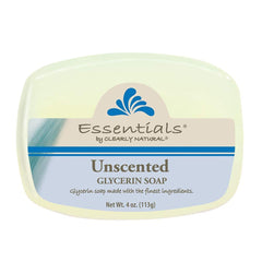 Clear ly Natural unscented glycerin soap bars stacked in a 12-bar pack