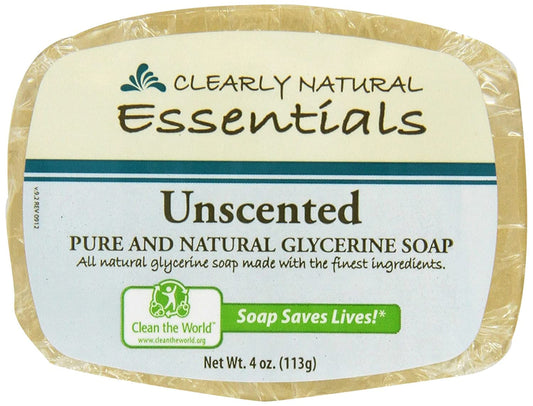 Clearly Natural unscented glycerin soap packaging for fragrance-free cleansing